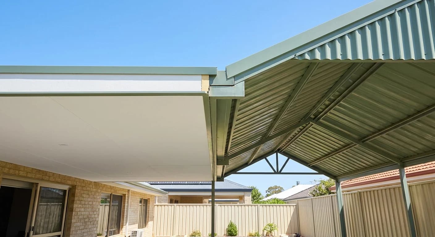 Insulated Solarspan panel next to single-skin Colorbond roofing