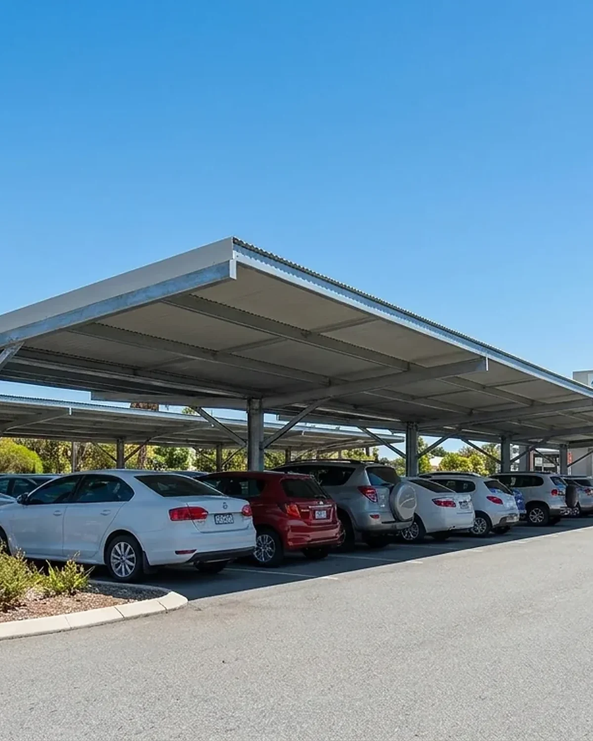 Multi-bay commercial carport structure in Perth